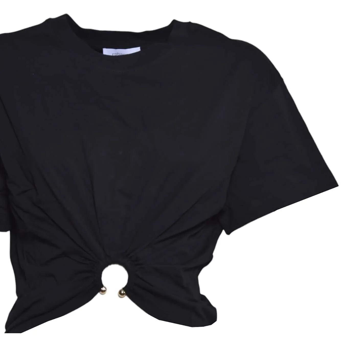 Rabanne 23AJTO539CO0485 top maniche corte nero cotone