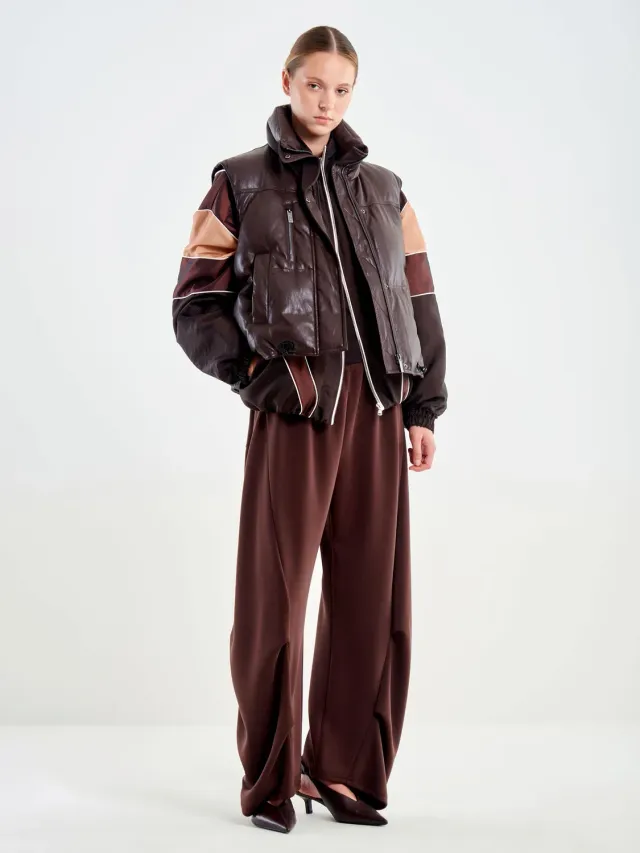 Vicolo Gilet Piumino Ecopelle Fondente S