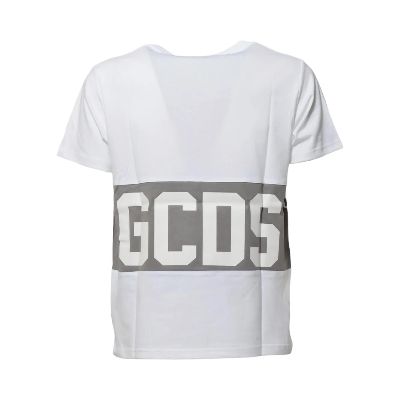 GCDS B1XM2314JA3 t-shirt cotone bianca logo banda