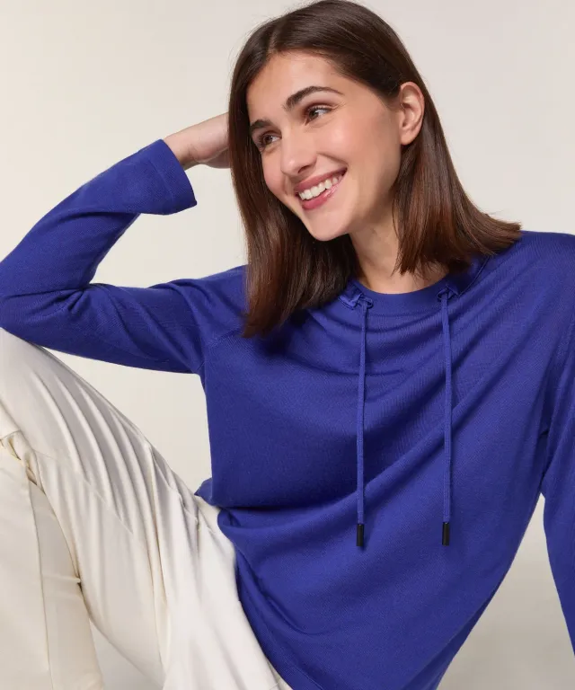 Rodier maglione merino girocollo blu oltremare