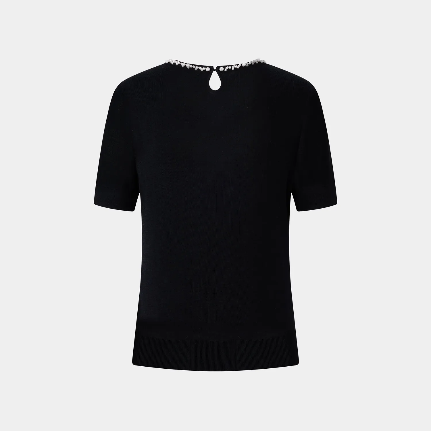 Ports Chic Pearl top nero in seta di gelso con perle