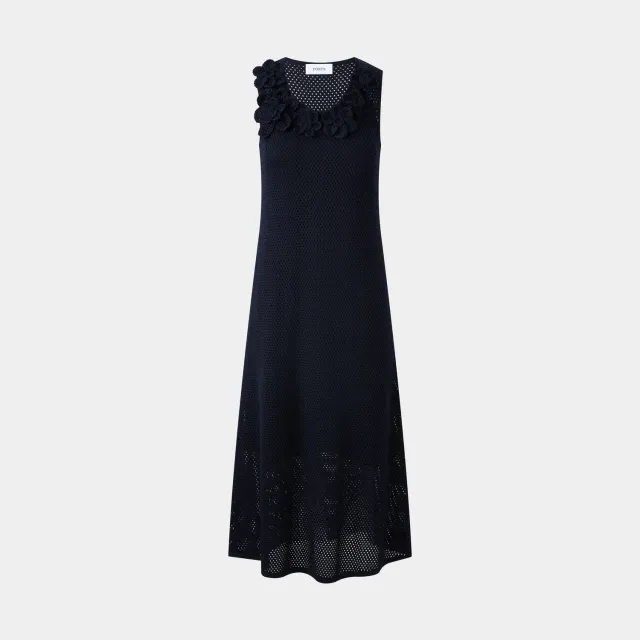 PORTS Ruffled Navy Elegance abito blu navy S con ruches