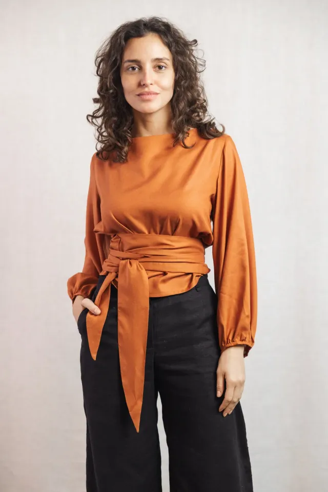Jyoti Fair Works Prasoon blusa ruggine in viscosa