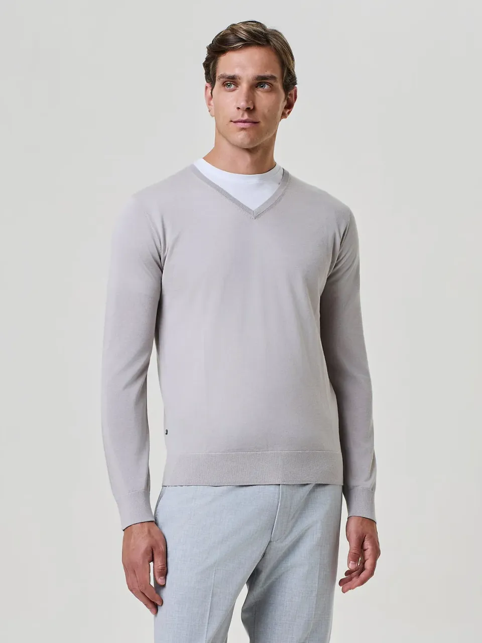Paul Taylor Maglia Scollo V Misto Seta Burro