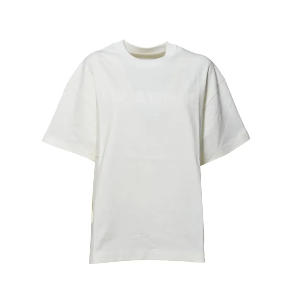 Jil Sander J03GC0137J20243 t-shirt panna logo cotone