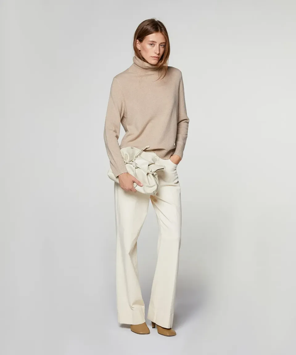 Rodier dolcevita maglione in cashmere beige