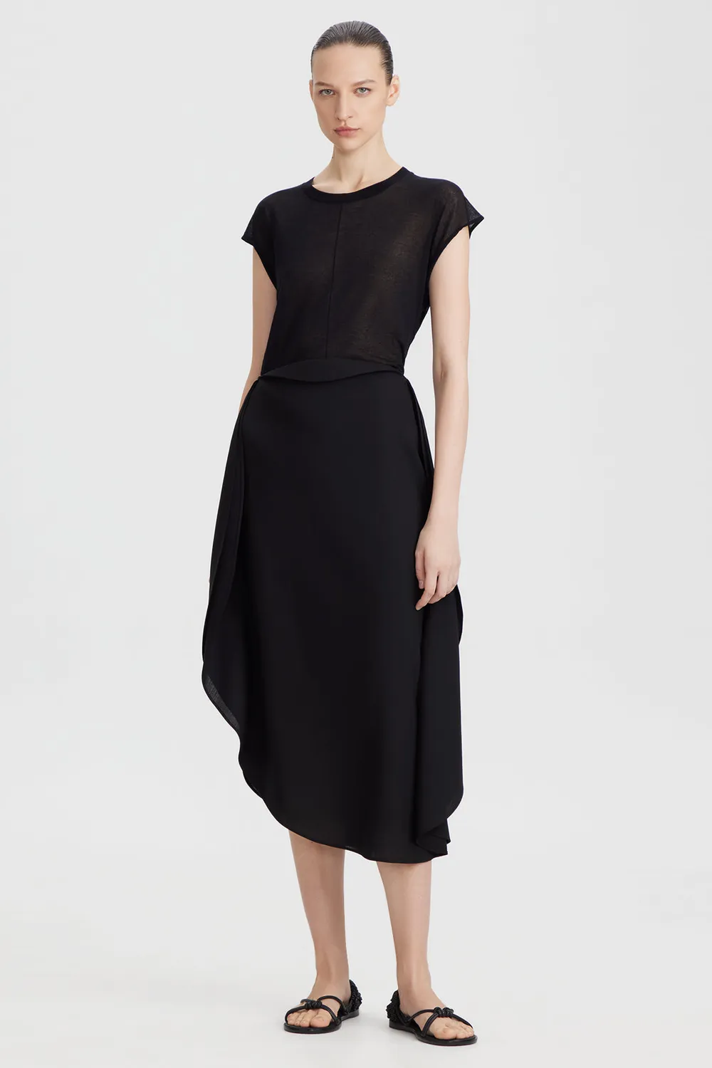 PORTS Knit Batwing maglia nera manica a pipistrello