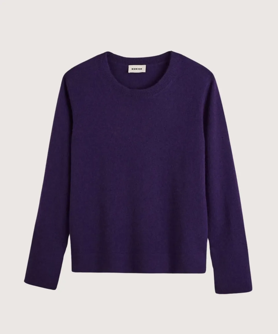 Rodier maglia girocollo cashmere viola scuro 2 fili