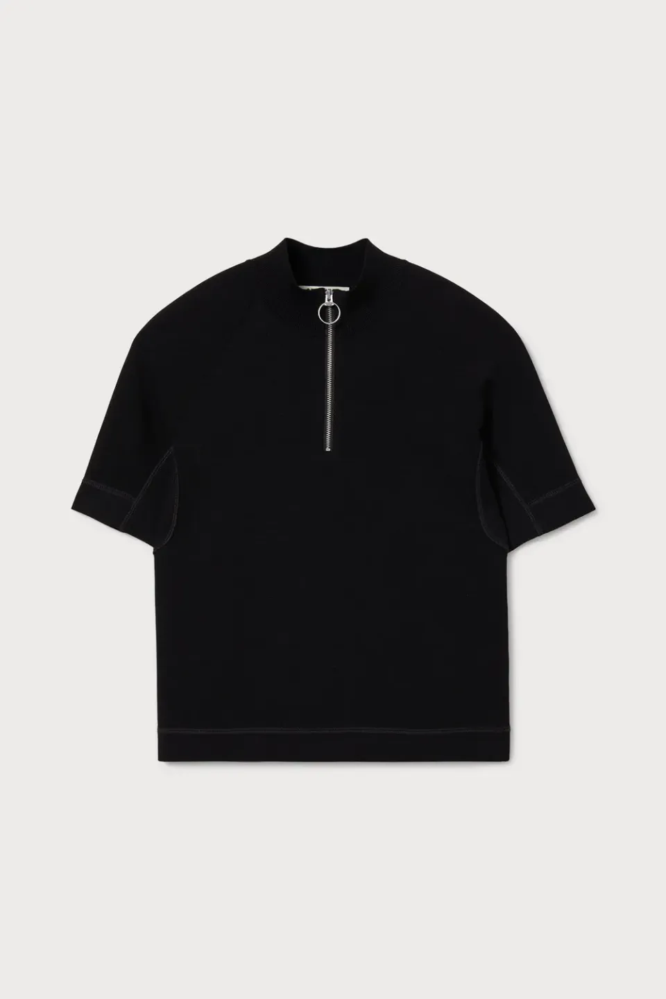 PORTS jumper half-zip viscosa nero manica corta