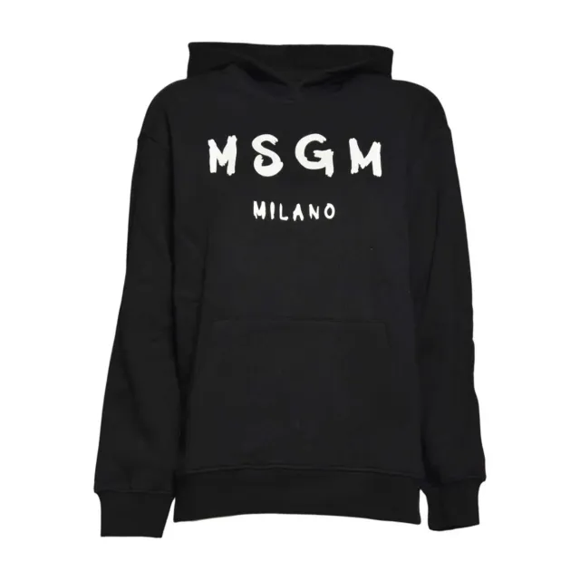 MSGM Junior F5MSJUHS019 felpa cappuccio nero/bianco cotone