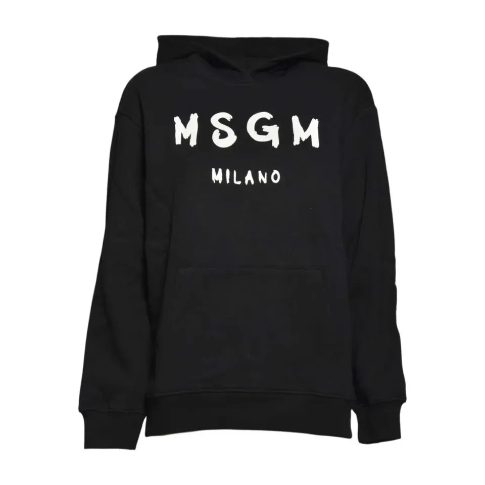 MSGM Junior F5MSJUHS019 felpa cappuccio nero/bianco cotone