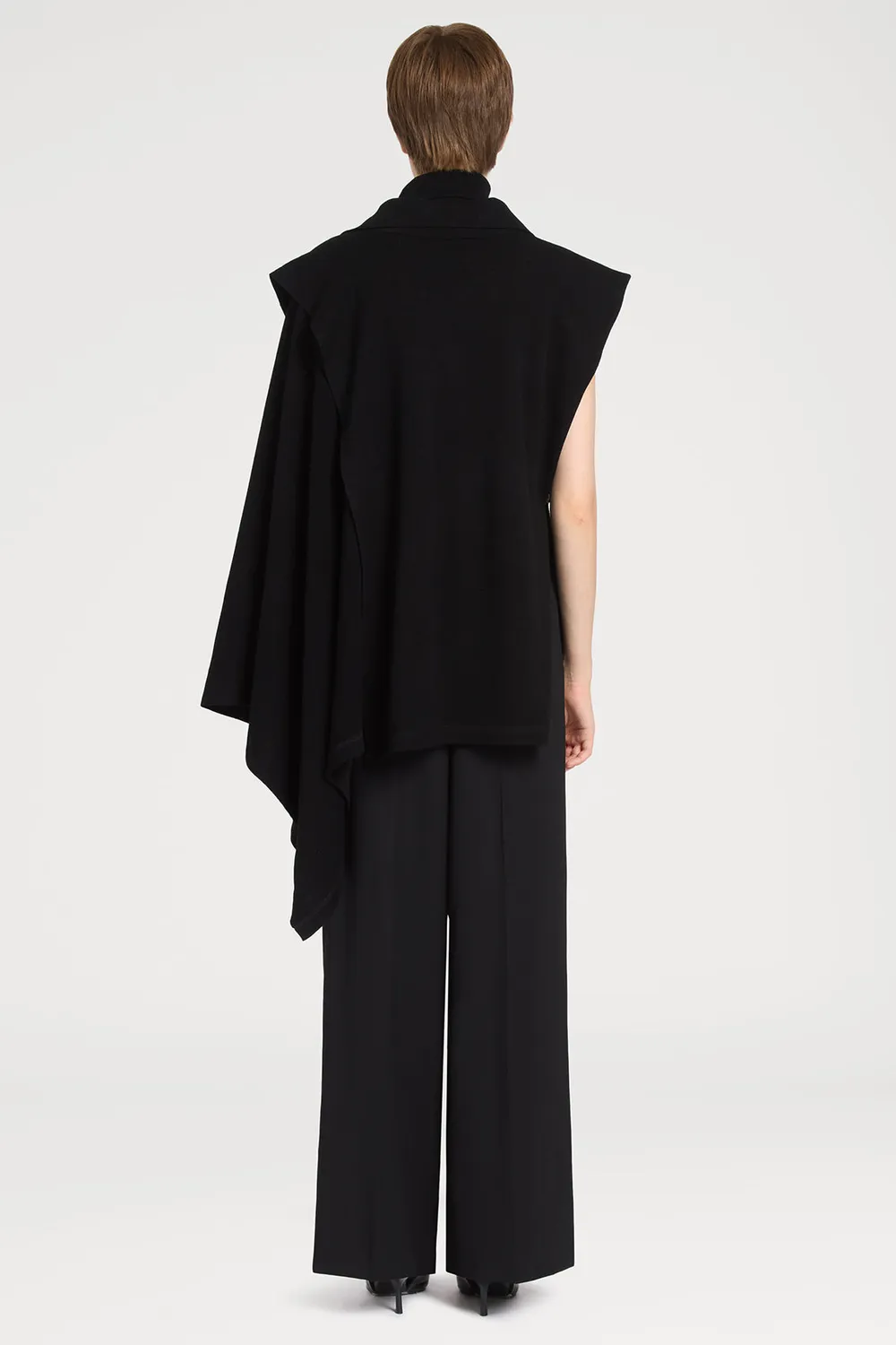 Ports 1961 Turtleneck Cape maglione nero reversibile lana seta