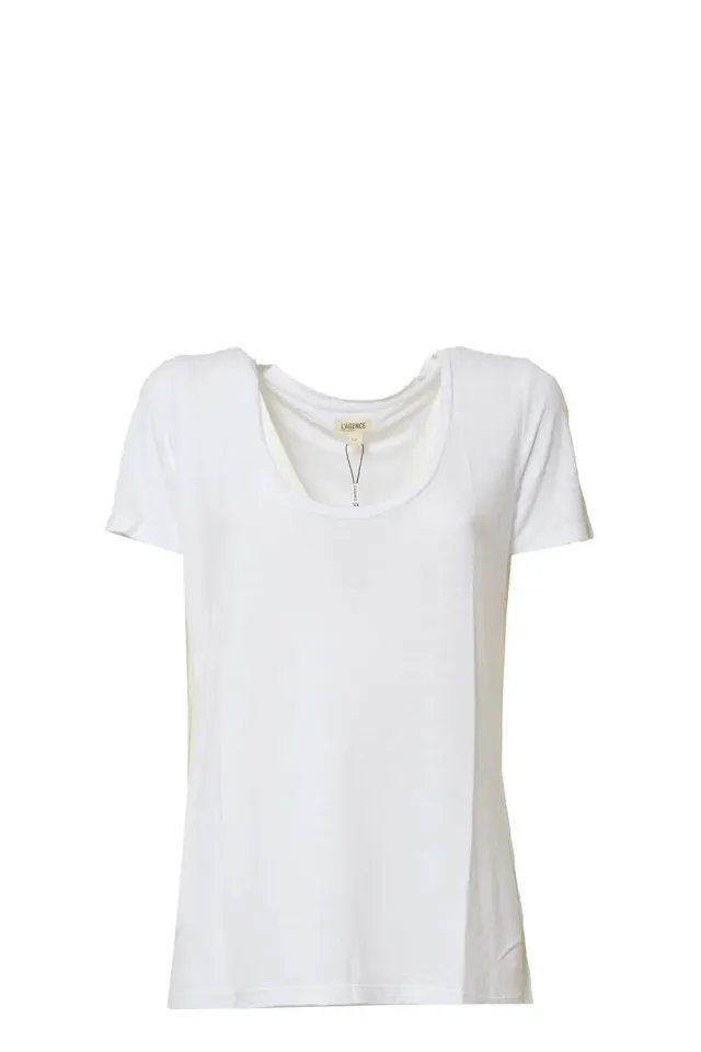 L'Agence 5734GNT t-shirt Harvey bianca scollo rotondo