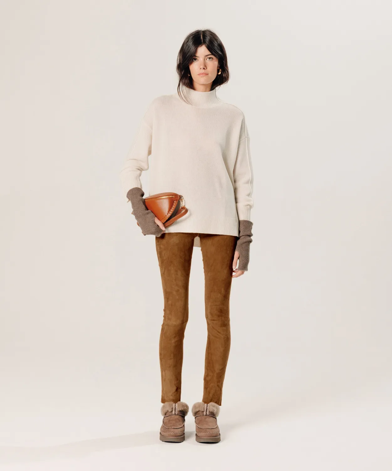 Rodier Maglione Oversize Collo Alto Bianco Ecru Cashmere