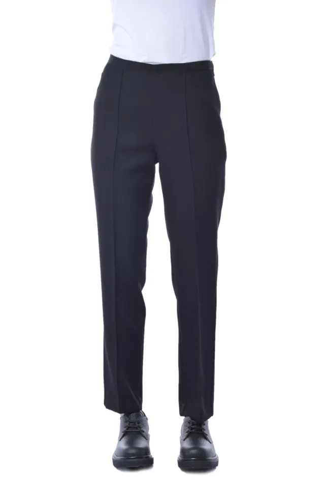 Etro 18857581 pantalone donna nero twill lana a sigaretta