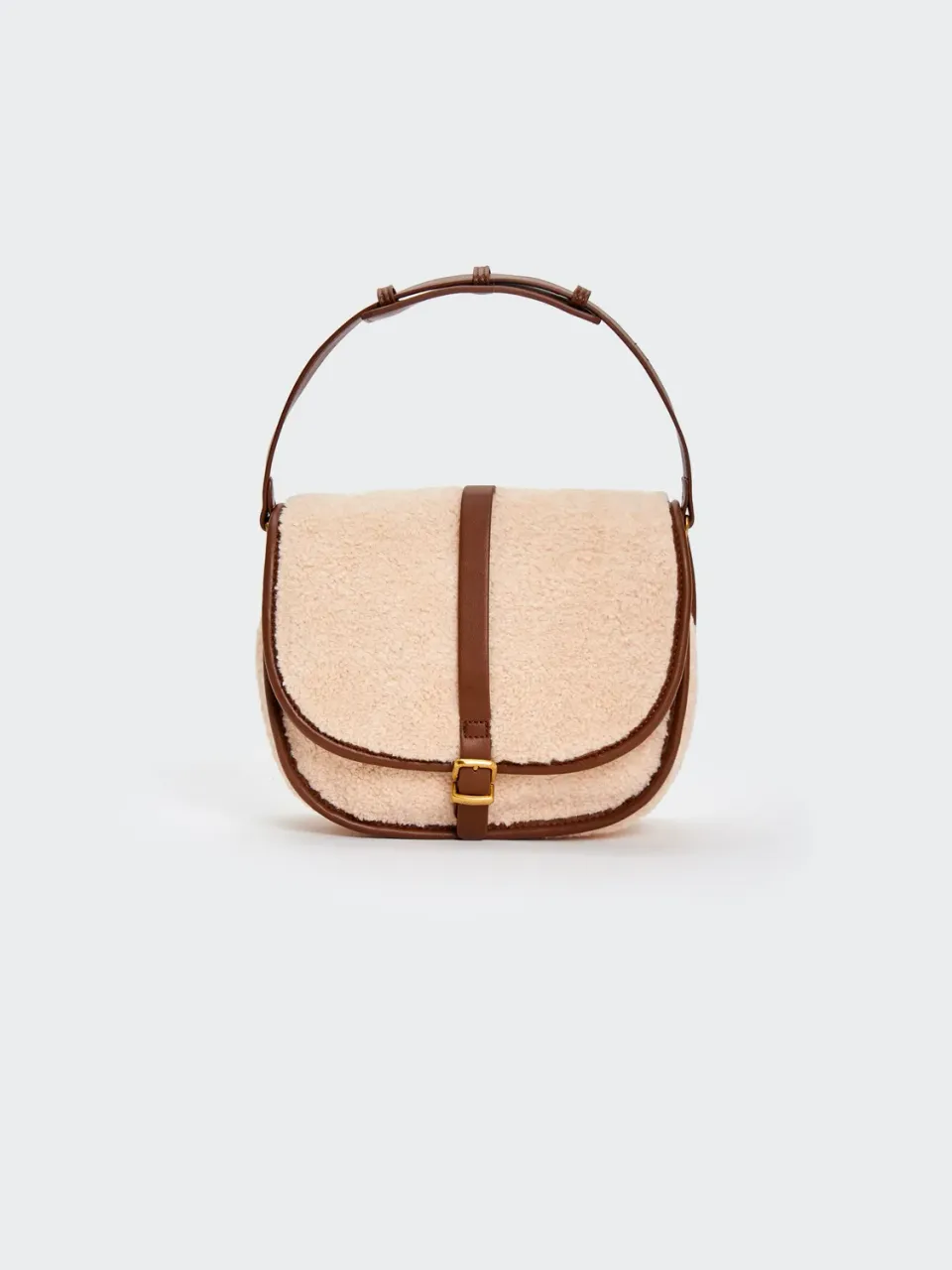 Vicolo Winnie Hobo borsa teddy beige mezza luna