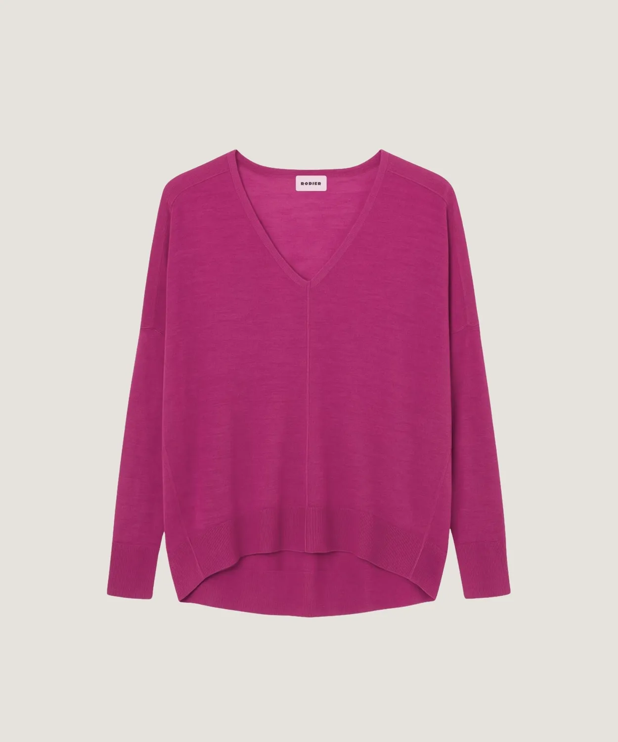 Rodier Maglione Oversize Scollo V Fucsia Maglia Fine