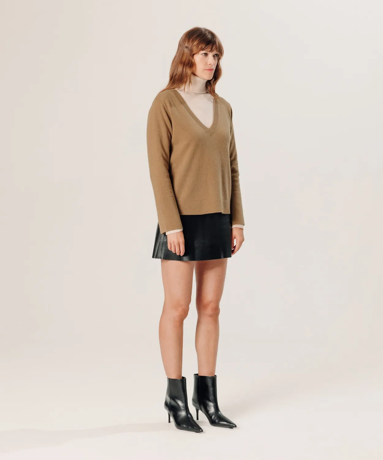 Rodier maglione cashmere V cammello donna
