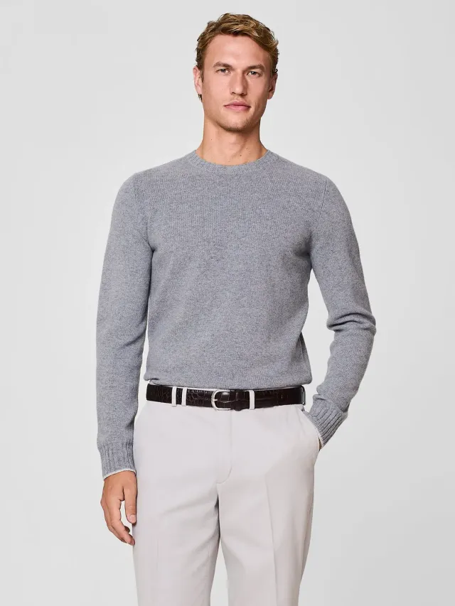 Paul Taylor Girocollo Pura Lana Maglione Grigio Medio