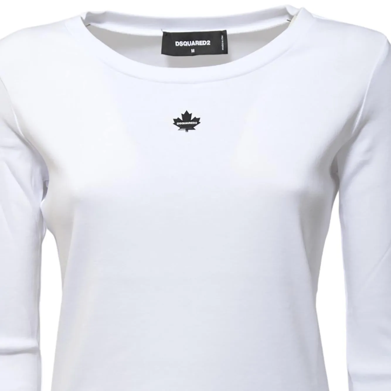 Dsquared2 S75GD0428D20021 t-shirt Maple Leaf bianca maniche lunghe