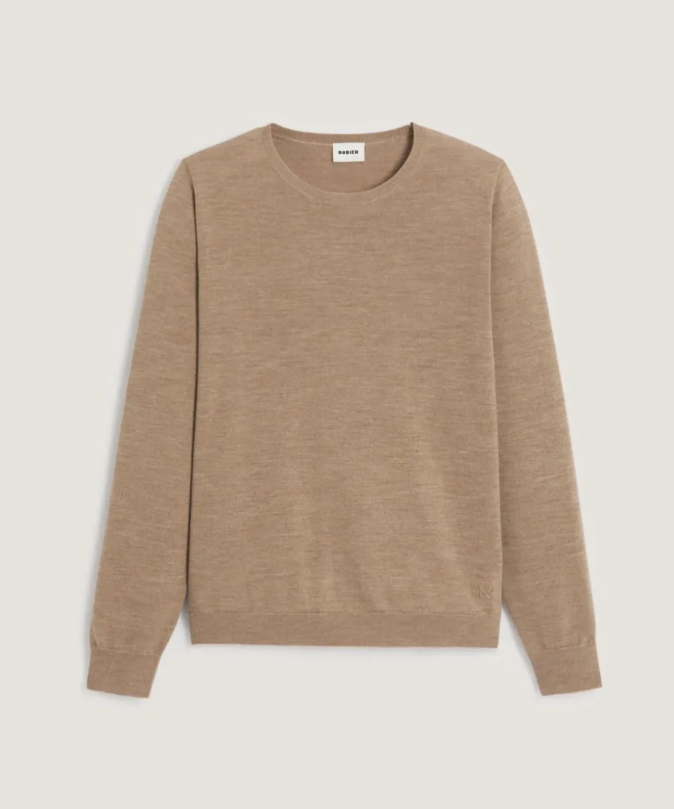 Rodier Maglia Girocollo in Lana Merino Beige 100% Lana