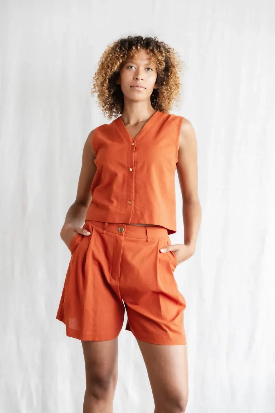 Jyoti Kamalia shorts cotone terracotta