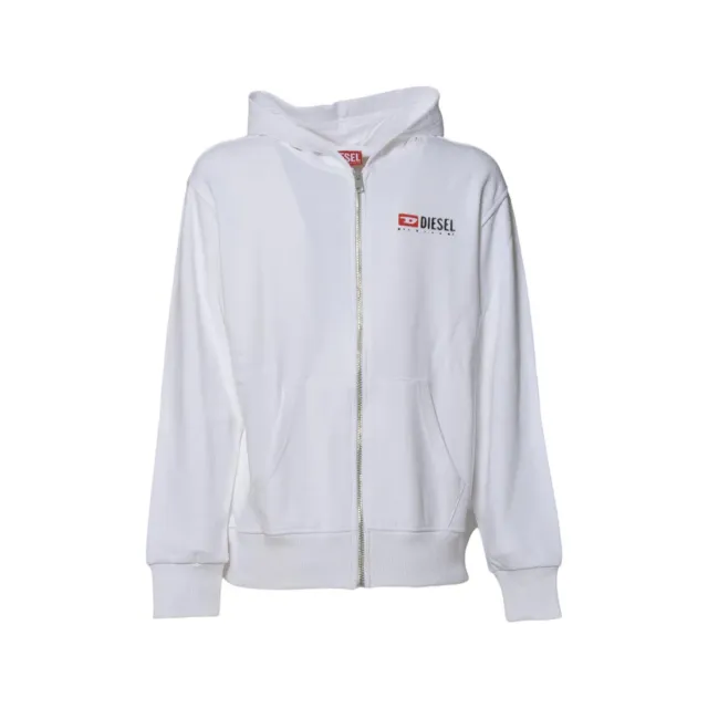 Diesel Junior J02484KYAZ3 felpa zip bianca 14A 16A