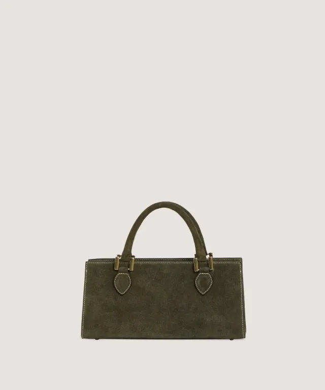 Rodier Borsa Viola Baguette Verde Kaki Scamosciata