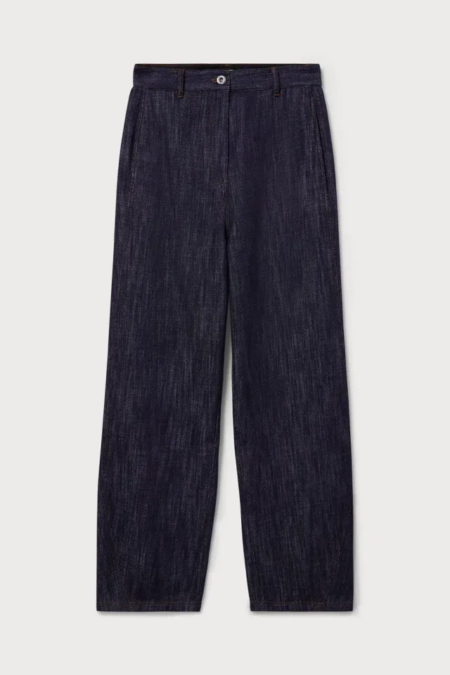 Ports 1961 Cotton Denim Straight-Leg Trousers pantaloni denim nero