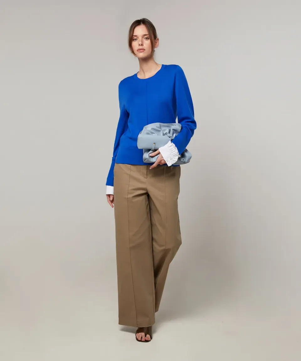 Rodier Maglione girocollo merino Blu Zaffiro taglia 38