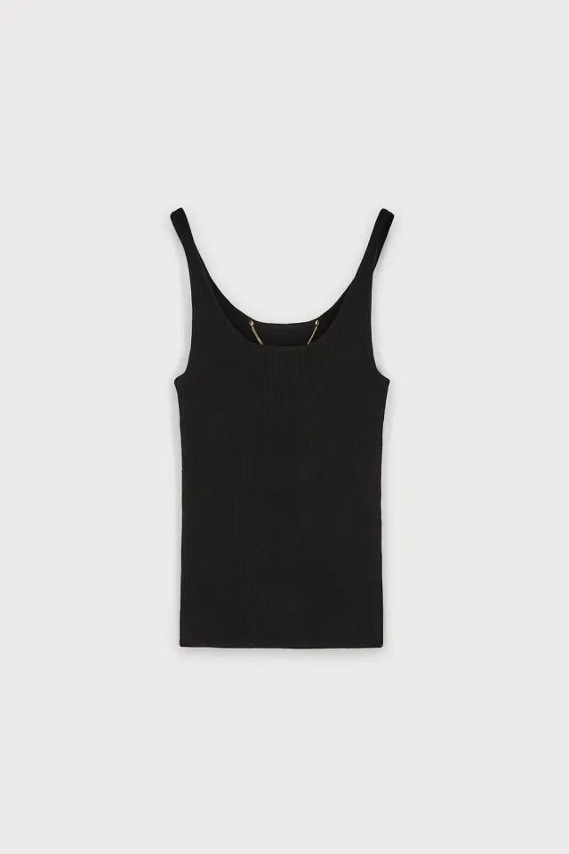 Ports 1961 Ribbed Tank top maglia nera a costine
