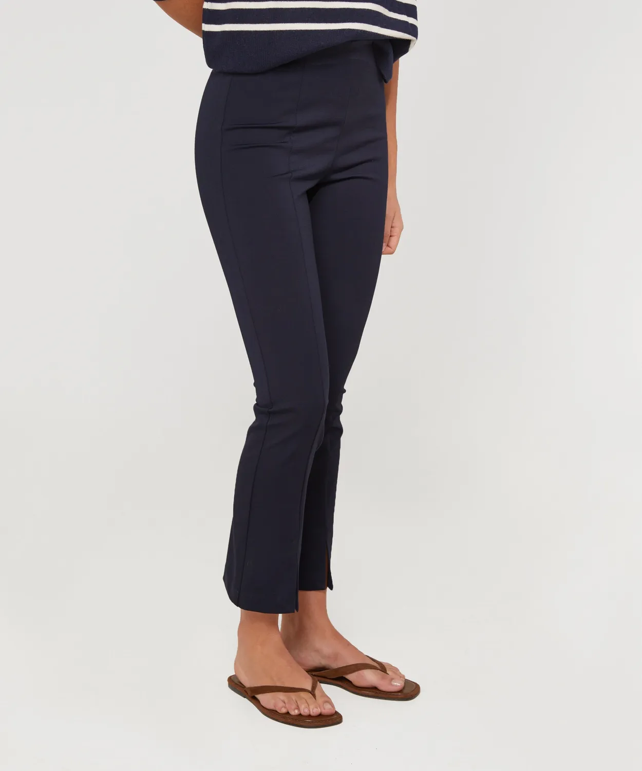 Rodier Pantaloni milano corti blu marino spacco caviglia