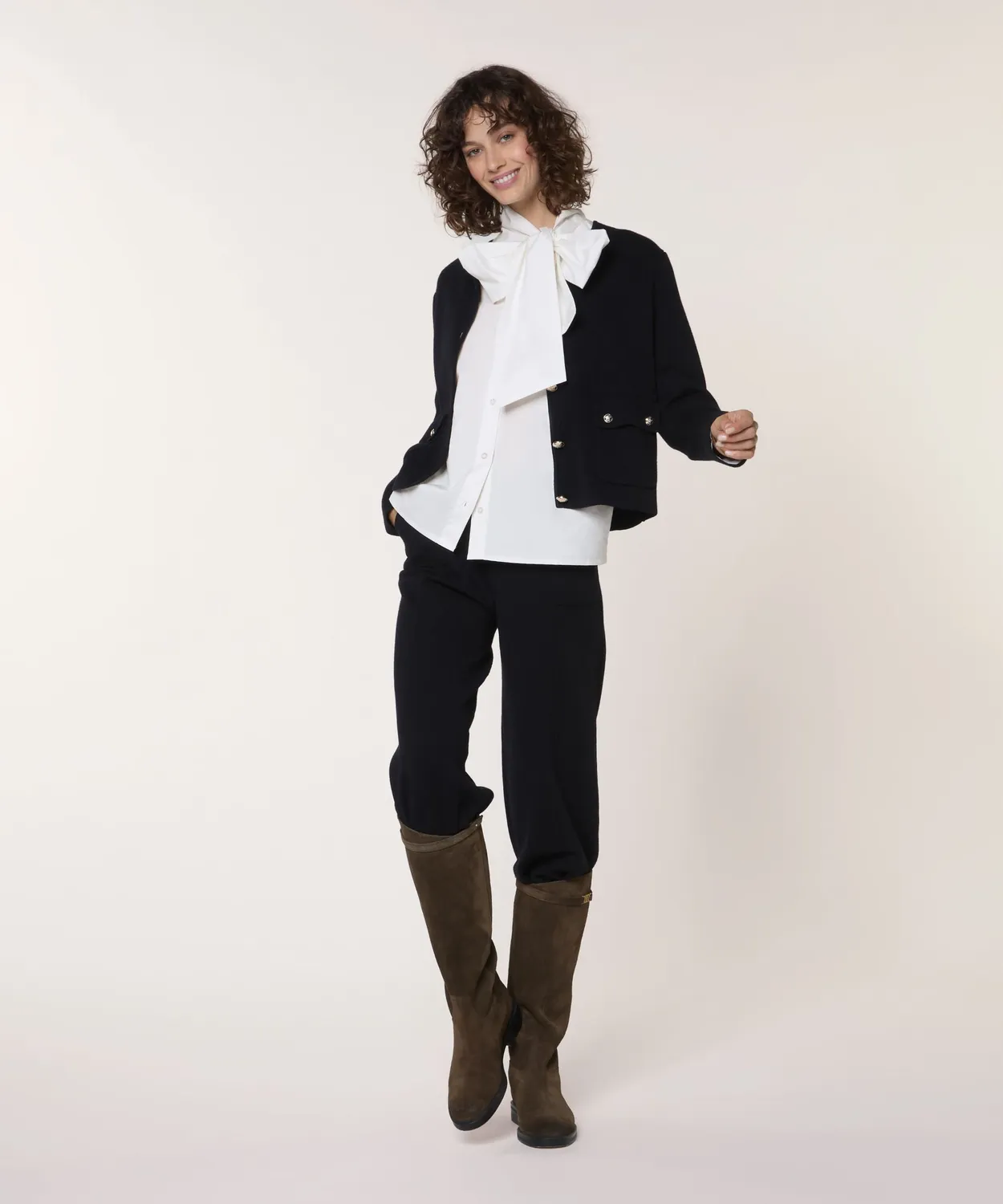 Rodier camicia bianca collo fiocco cotone S