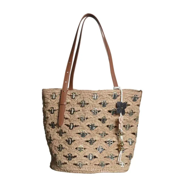 Rabanne 26ESS0528NAT082 borsa a mano paglia gialla