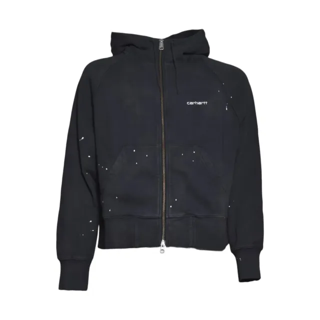 Carhartt Wip I036842 felpa zip cappuccio nero lavato