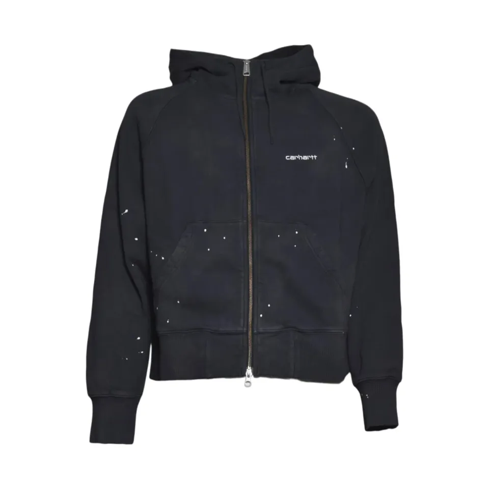Carhartt Wip I036842 felpa zip cappuccio nero lavato