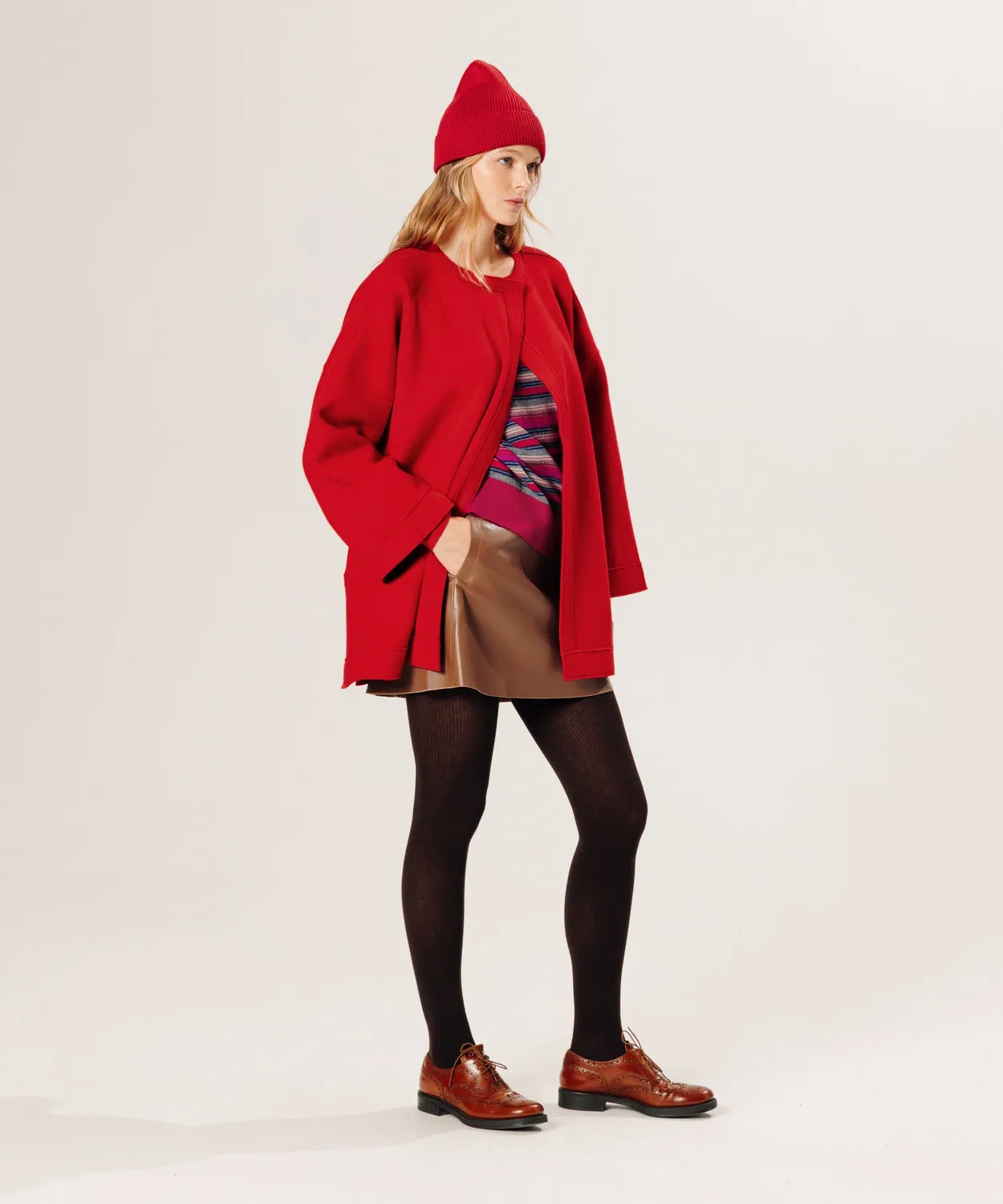 Rodier Cappotto oversize lana cotta rosso