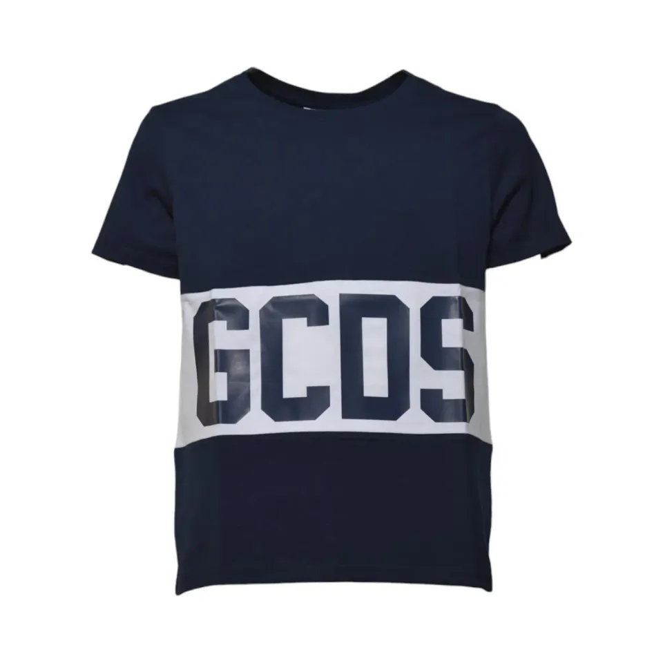 GCDS B1XM2314JA3 t-shirt blu notte logo cotone