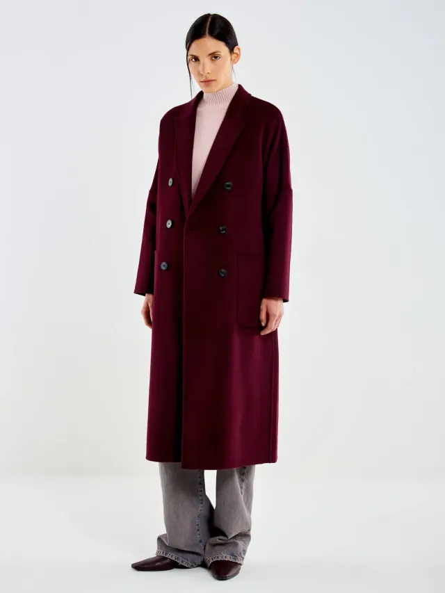 Vicolo Cappotto Doppiopetto borgogna S misto lana
