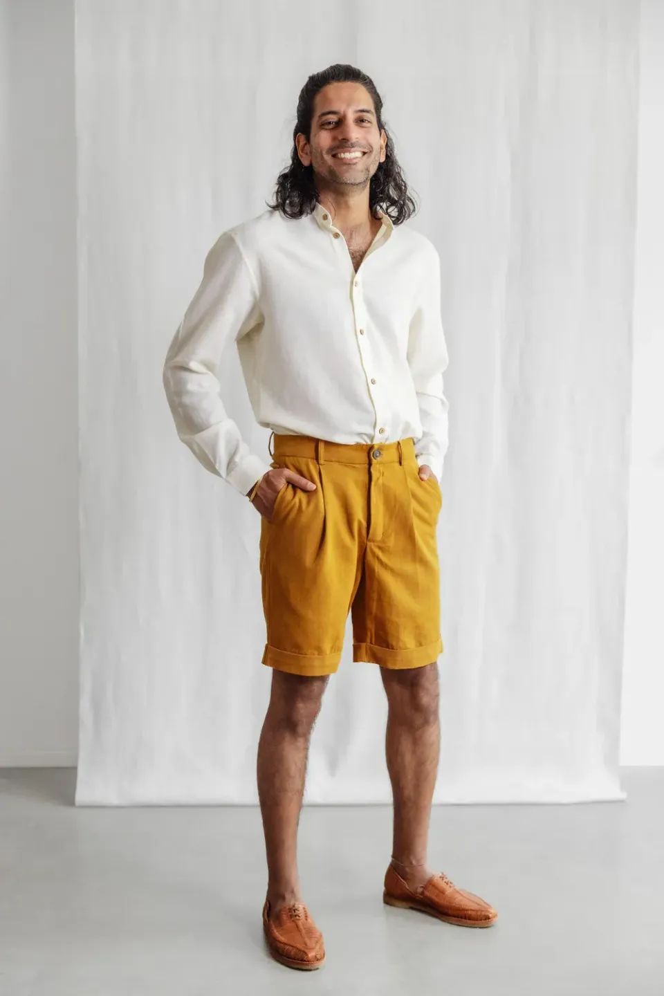 Jyoti Neem shorts uomo cotone curry