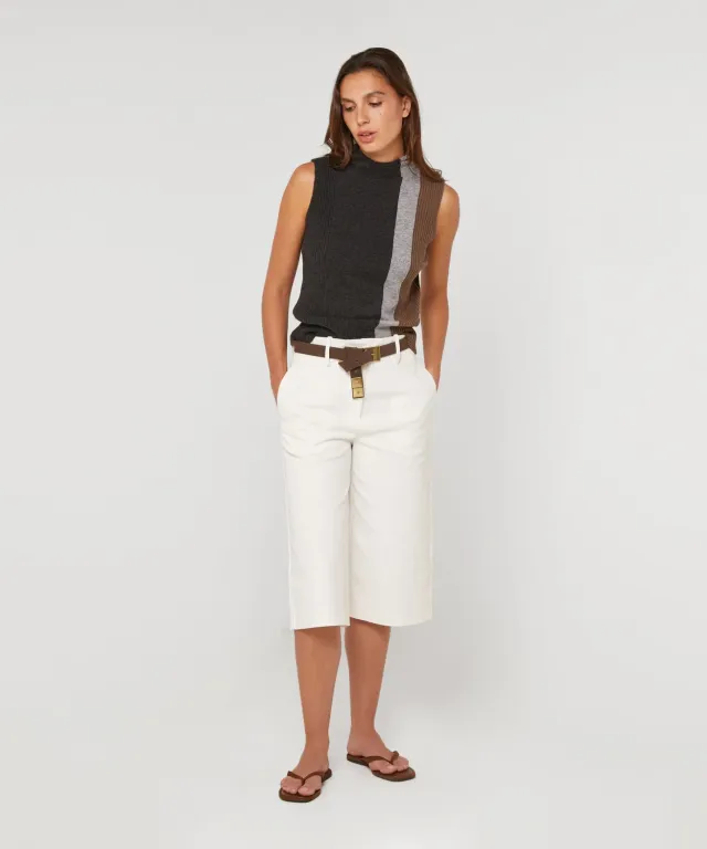 Rodier bermuda in cotone bianco ecru donna