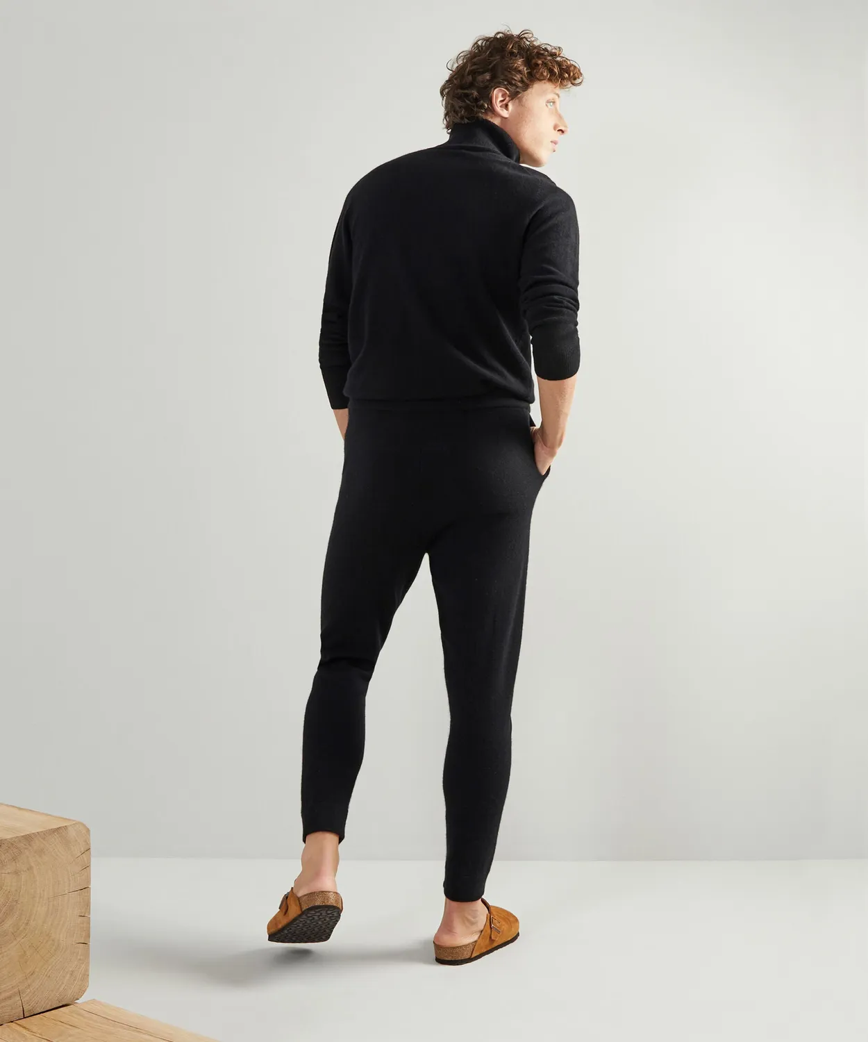 Rodier jogging cashmere pantaloni uomo nero