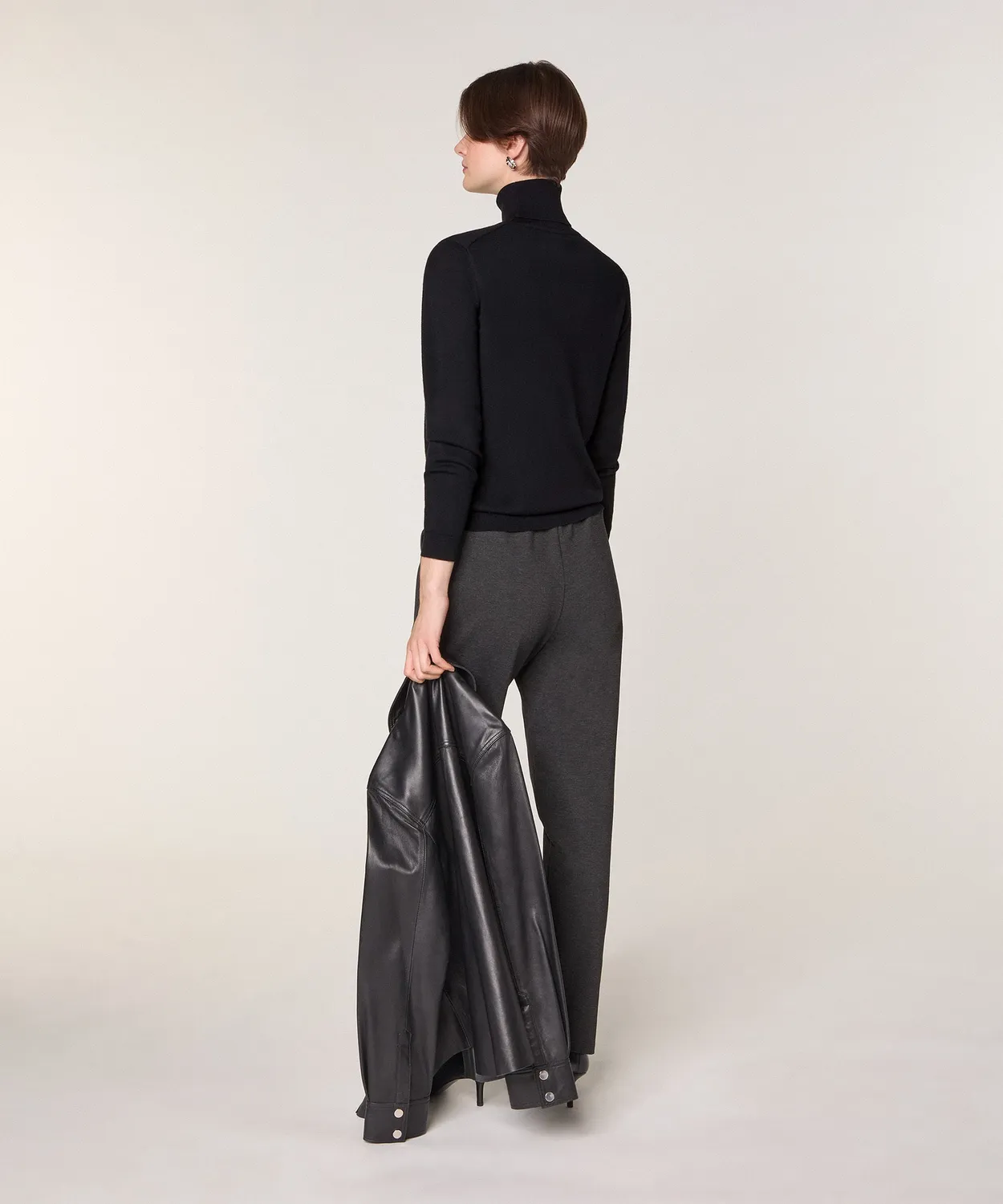 Rodier maglione dolcevita merino nero maglia 12