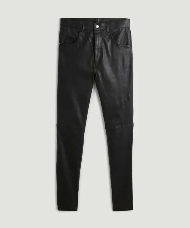 Rodier Pantaloni pelle elasticizzata slim nero