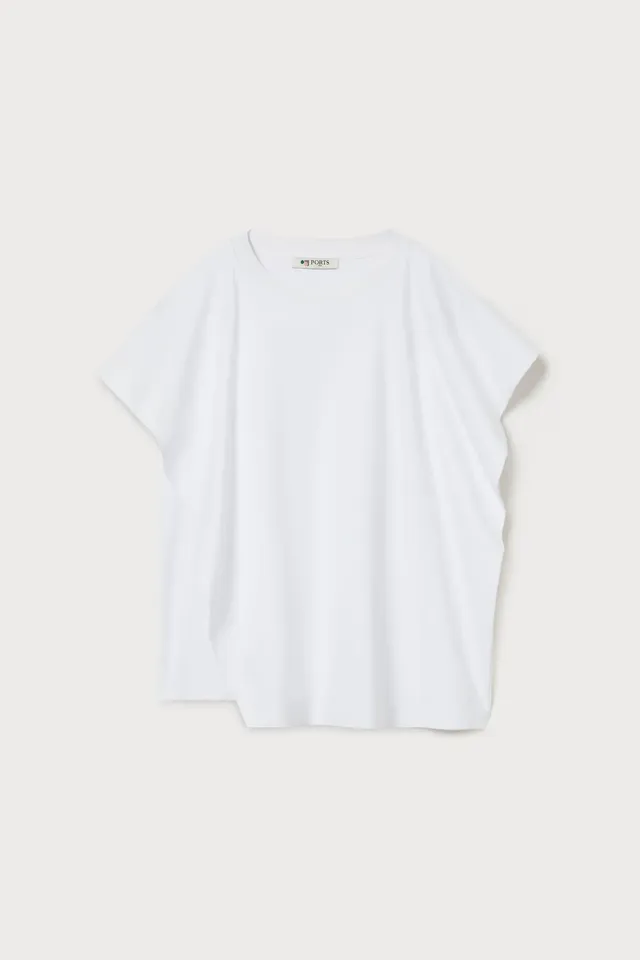 PORTS T-shirt asimmetrica bianca maniche dolman