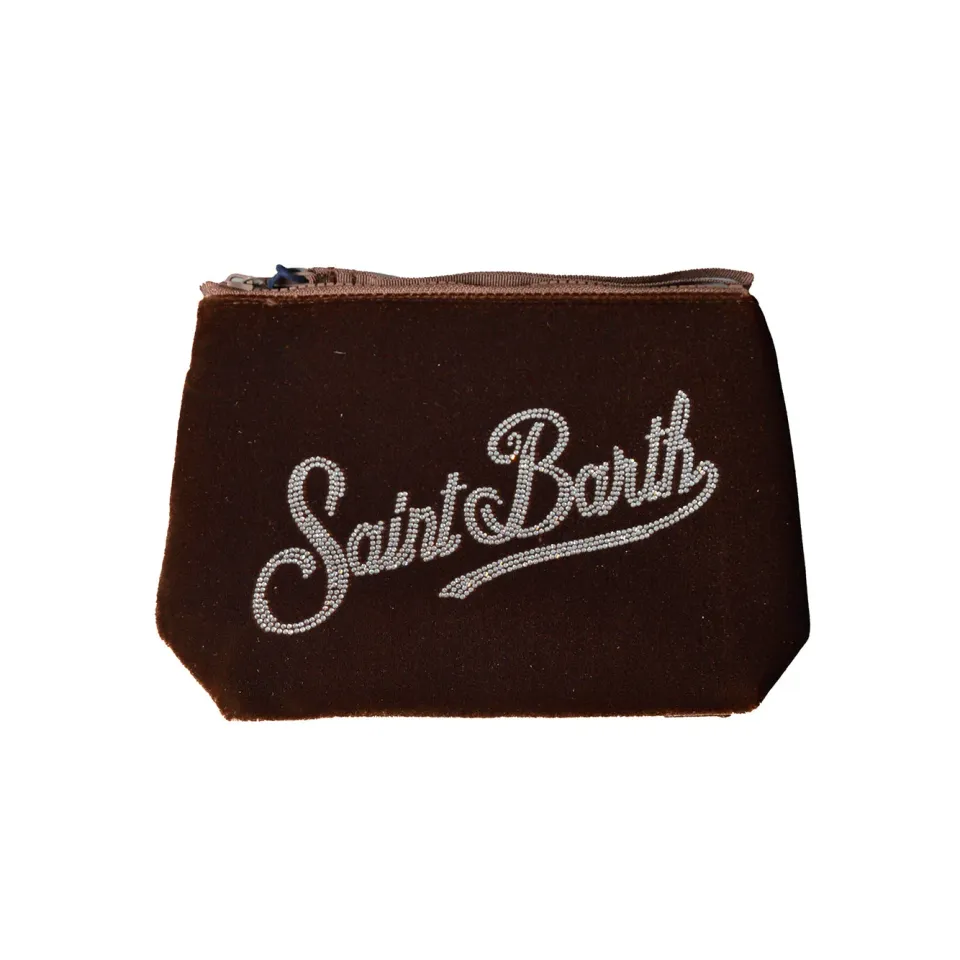 Saint Barth Aline ALI0014 Pochette Velluto Bronzo Strass