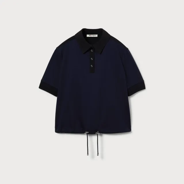 Ports Cotton Jersey Polo Top polo navy cotone