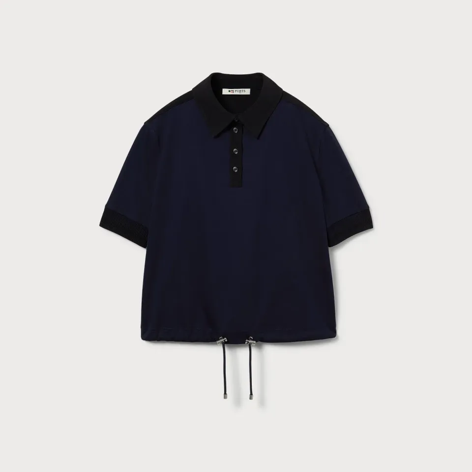 Ports Cotton Jersey Polo Top polo navy cotone
