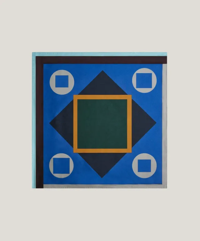 Rodier Bandana Geometrica Seta Blu 53x53 Made in Italy
