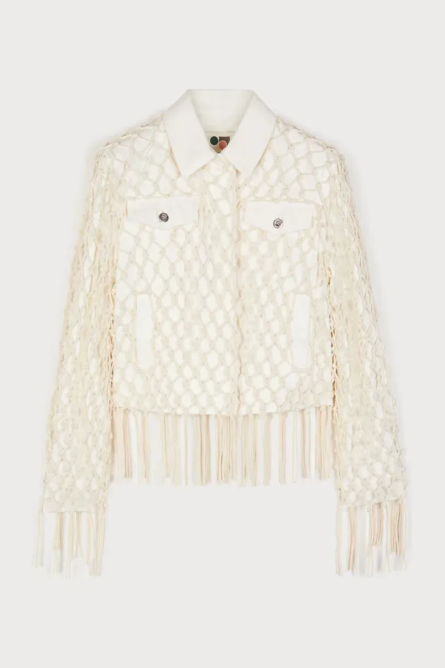 PORTS Weaving Inspired giacca denim bianca Optic White